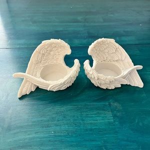 White angel wings tea light holders